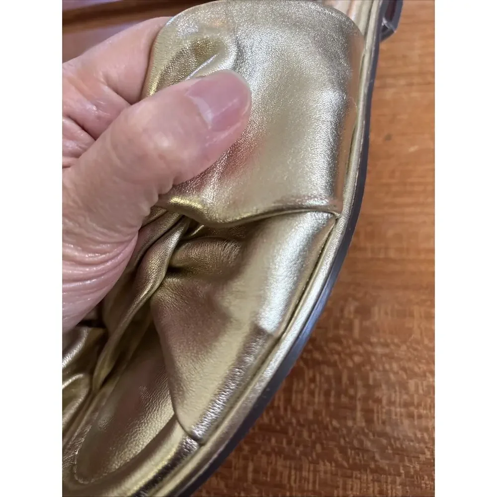 J.CREW WOMEN SANDAL LEATHER GOLD TWISTED KNOT SIZE 9.5